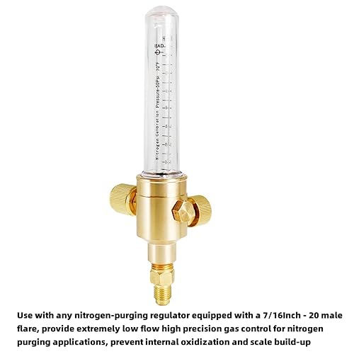 Miniatura 6 de Medidor de flujo de nitrógeno 50PSI 0-75CFH de entrada y salida SAE de 14", salida de flujo proporciona control de flujo de gas de precisión para
