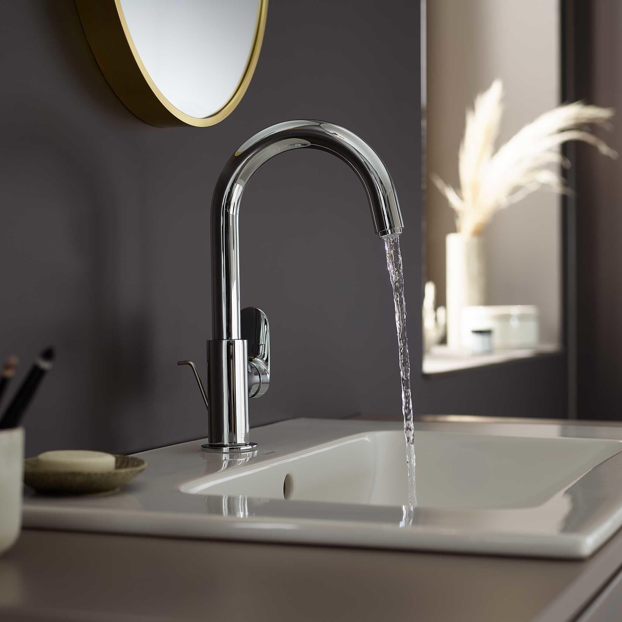 hansgrohe Waschtischarmatur Vernis Blend, Wasserhahn Bad mit Auslauf Höhe 200 mm, mit Zugstange, Badarmatur wassersparend, Chrom