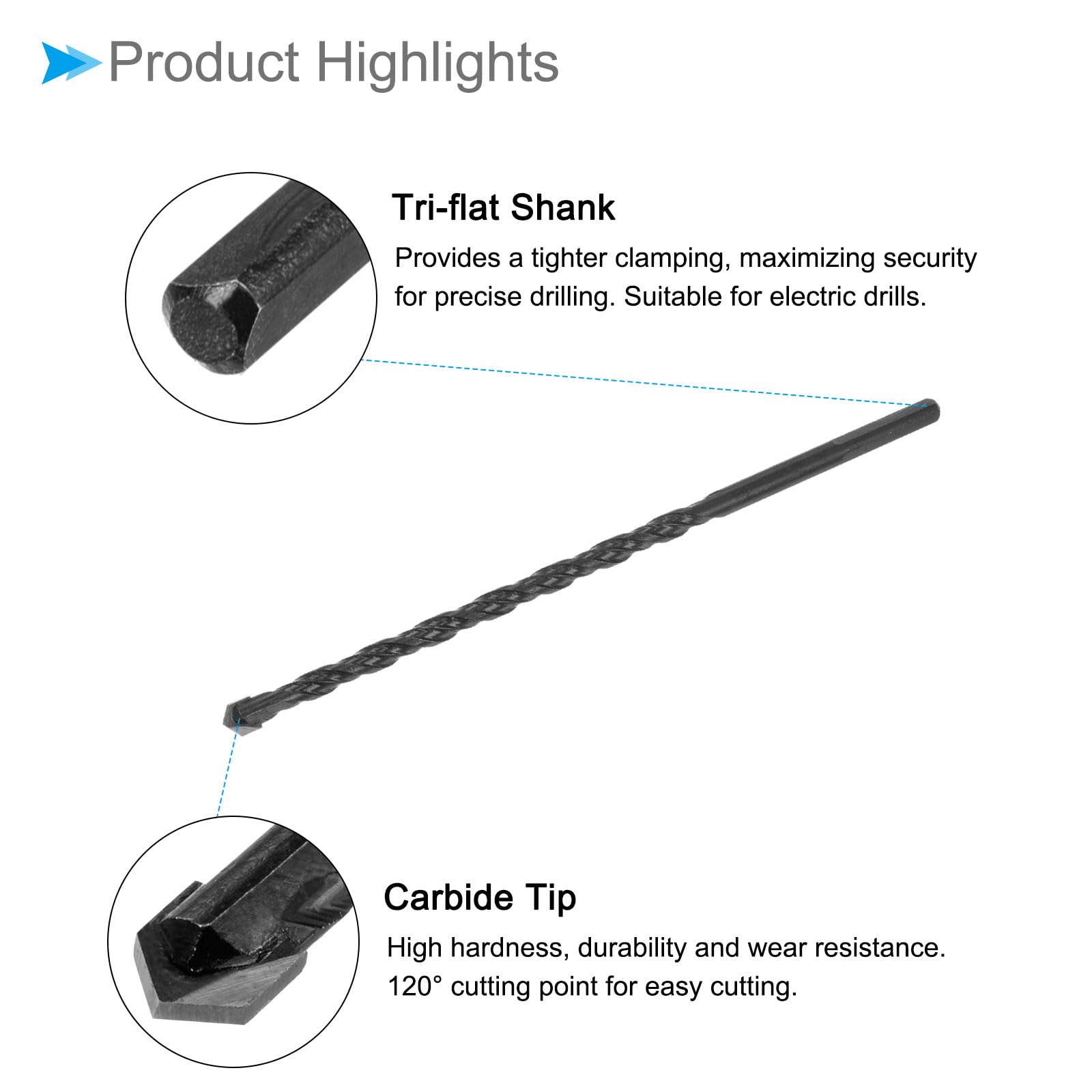 CoCud Masonry Drill Bits, 6mm Cutting Diameter, Fast Spiral Rotary Carbide Tips Assorted - Image 4