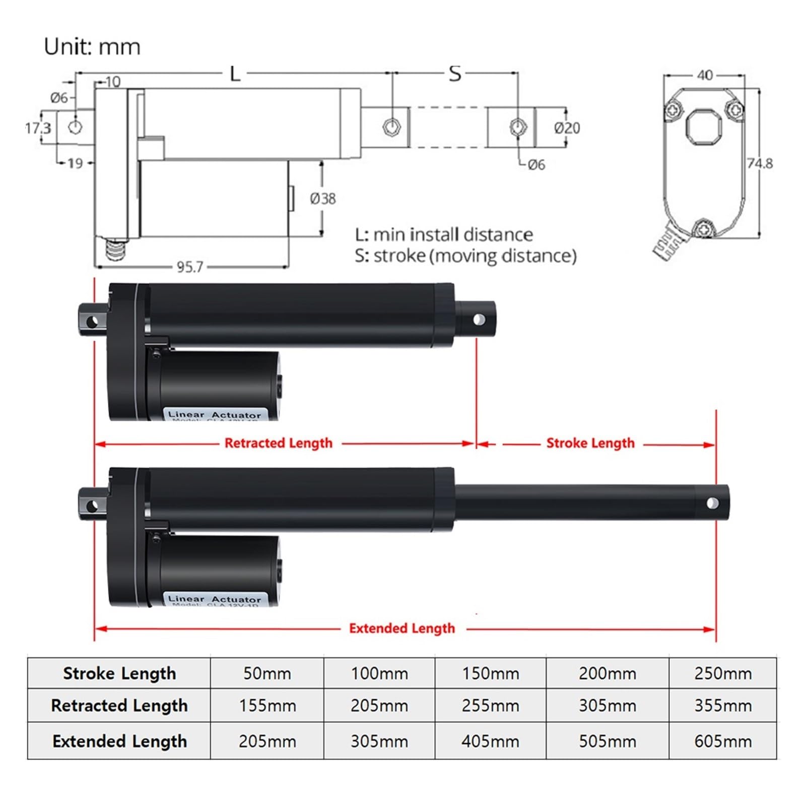 Siłownik Liniowy, DIY inteligentny bezprzewodowy przełącznik zdalny 12V synchroniczny siłownik liniowy moduł kontrolera praca z domem(200N 40mm per second,50mm stroke)