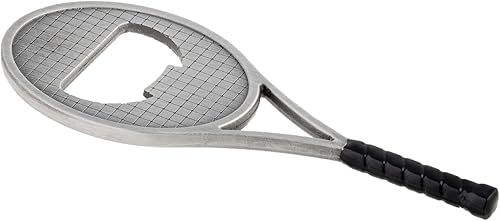 Miniatura 8 de Abrebotellas de raqueta de tenis para botellas de vidrio de cerveza y refrescos, raqueta deportiva clásica con agarre, acero inoxidable resistente,