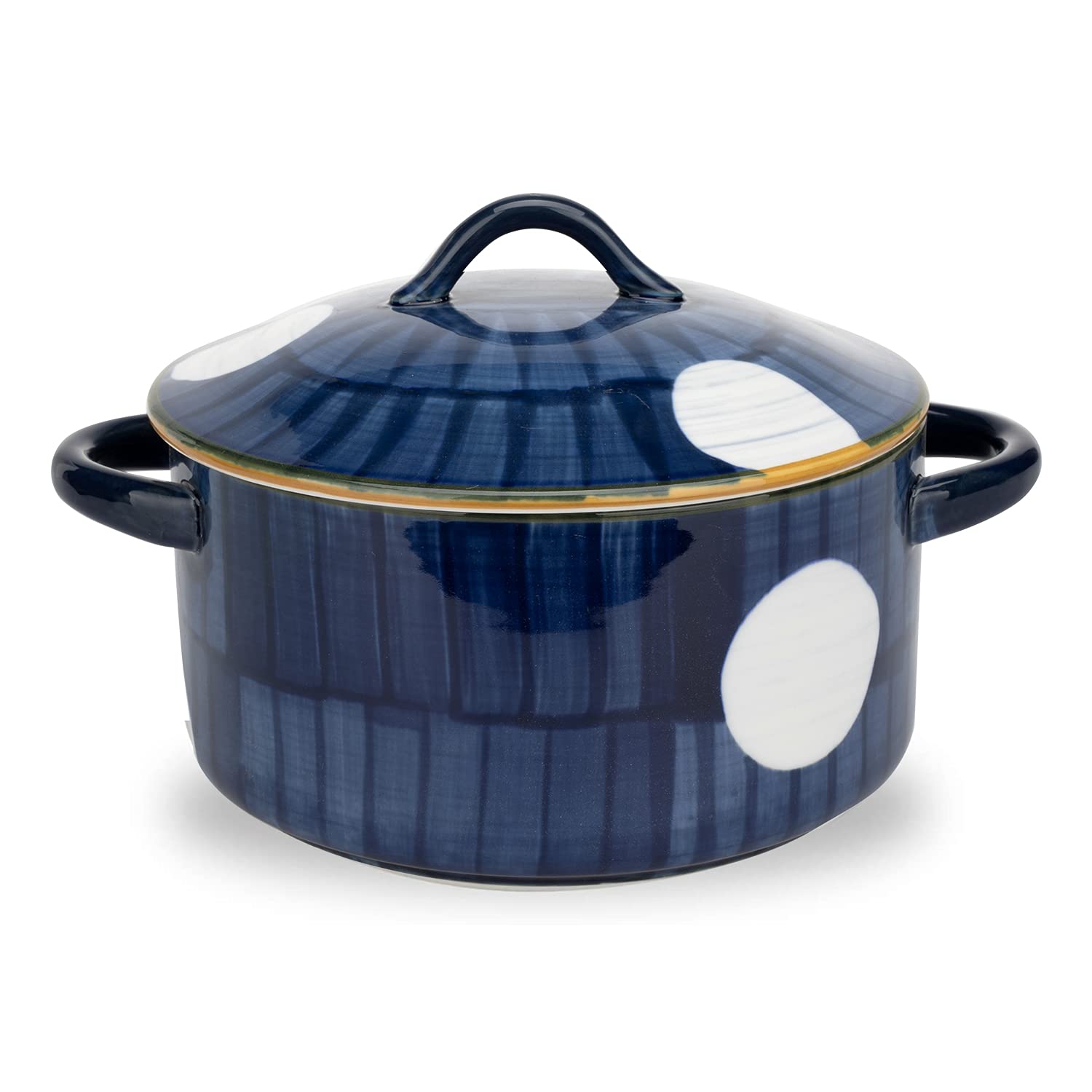 MDZF SWEET HOME Ceramic Baking Bowl for Oven Round Casserole Dish Noodle Bowl Bakeware with Handle and Lid 61 Oz