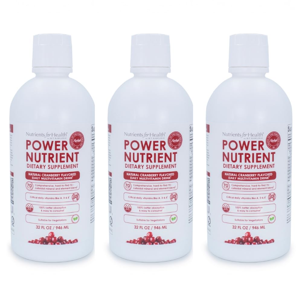 Rawleigh Power Nutrient Liquid Multivitamin 32 fl oz (Pack of 3) | Daily Vitamin & Trace Mineral Supplement with Vitamins A, D, E & B Complex – GMO Free | Easy-to-Take Liquid Wellness Support.