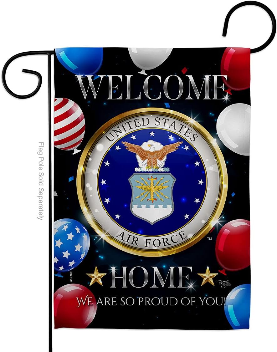 Welcome Home Air Force Garden Flag - Armed Forces USAF United State American Military Veteran Retire Official - House Decoration Banner Small Yard Gift Double-Sided Made in USA 13 X 18.5