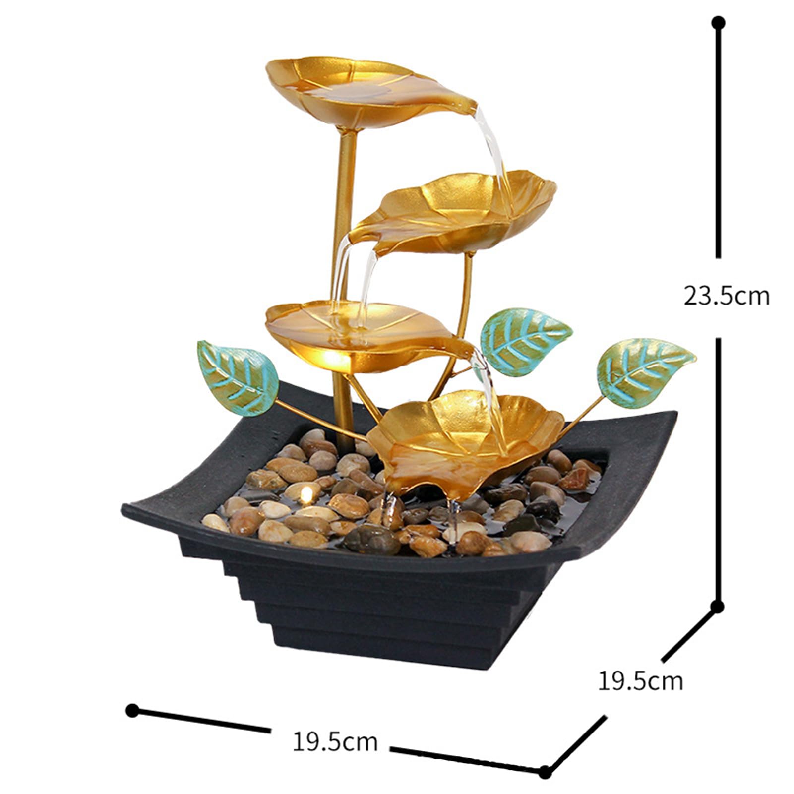 Fontaine d'eau Courante avec Lumière LED, Fontaine de Bureau Décorative pour Méditation, Décoration Maison