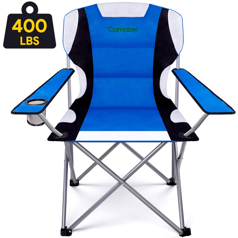 Camabel Folding Camping Chairs 400 LBS Sturdy Beach Chairs for Adults with Cup Holder Carry Bag Outdoor Chairs Camping Padded Fishing Chair Light Weight Lawn Chair for Hiking Picnics Spectator