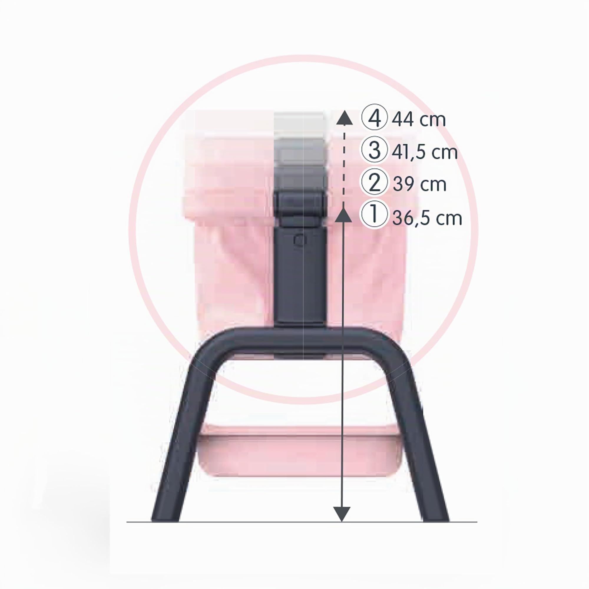 Smoby - Maxi Cosi Next to Me, 7600240240, +3 anni, rosa, per bambole fino a 38 cm, altezza regolabile