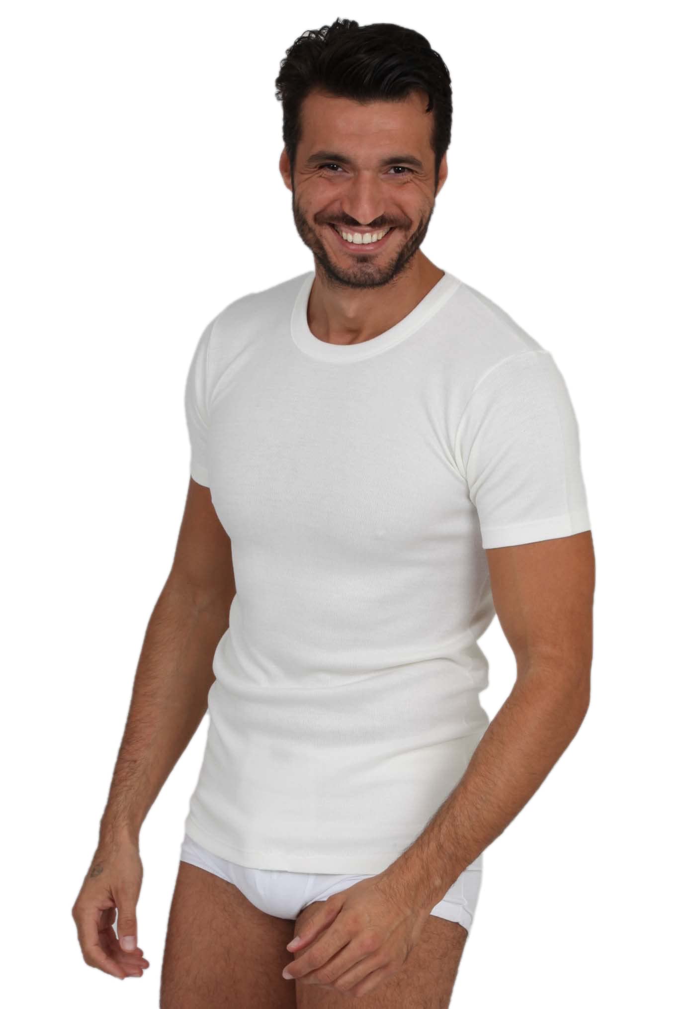 EGI Maglia Intima da Uomo in Lana e Seta con Manica Corta Girocollo