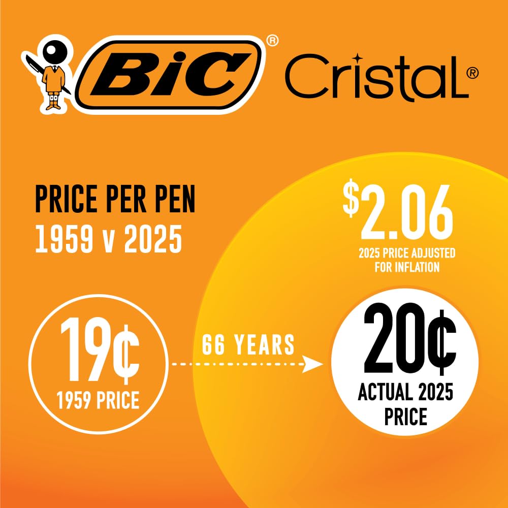 Cristal Xtra lisse bâton Stylo à bille, encre noire, Medium, Douzaine, vendu par 12 chaque
