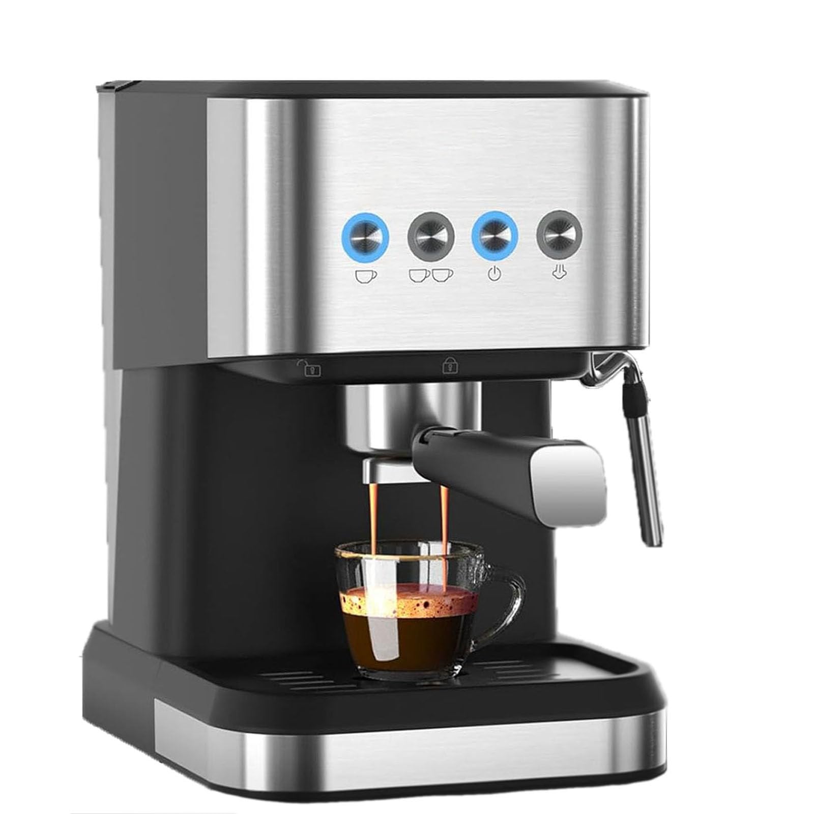 Macchina per caffè espresso con pressione di 20 bar, design portatile da 1050 W, serbatoio dell'acqua da 1,5 l, per uso domestico e ufficio