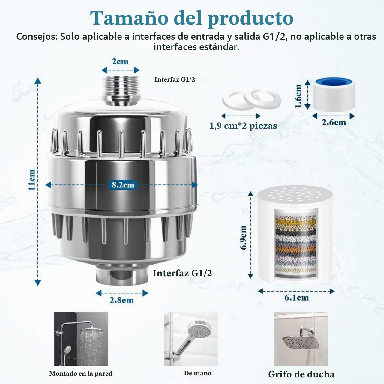Filtro Ducha 36 Etapas con Vitamina C, Filtro Agua Ducha con 2 Cartuchos para Agua Dura, Filtro Ducha Antical, Elimina Los Metales Pesados y Cloro, Shower Filter, Mejora la Piel