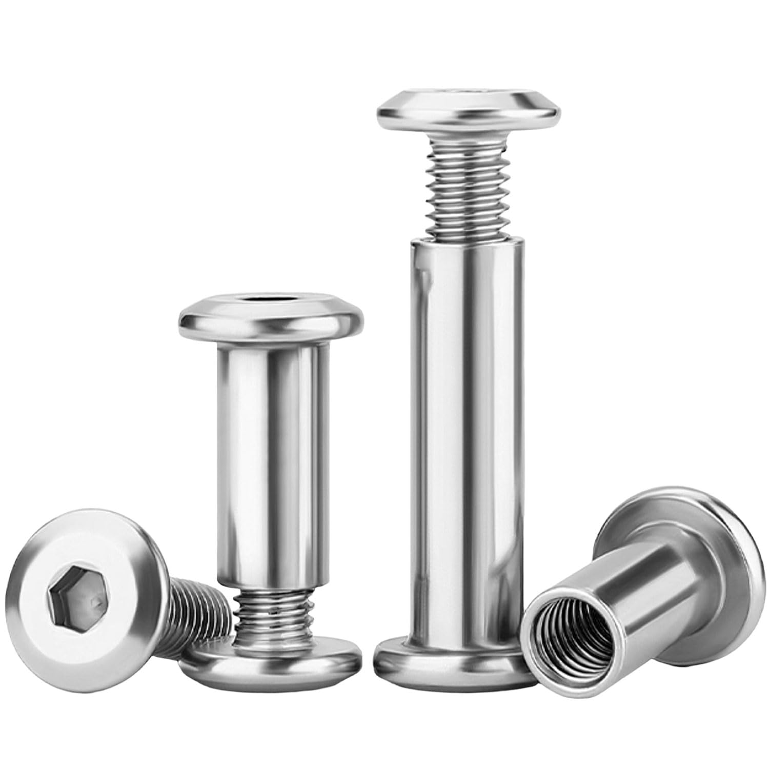 Humyu M5 Connector Nuts and Bolts, Hex Socket Cap Nut and Bolt Sets, M5 x 20mm 304 Stainless Steel Bolts, Full Threaded Accessories Fasteners for Machinery, Furniture and DIY Projects(Pack of 10)