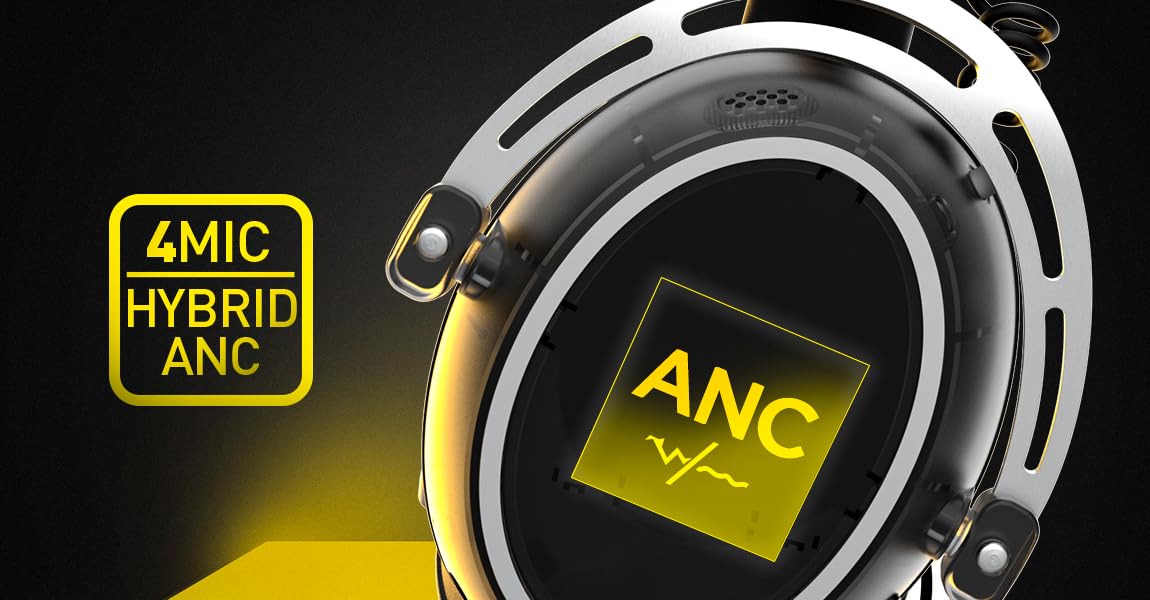 HATOR Hypergang 3 Wireless Gaming-Headset – Hi-Res Audio, Hybrid ANC, 45h Akku, Spatial Audio, Bluetooth & 2.4GHz, abnehmbares Mikrofon, RGB, Head Tracking, SyncHUB App – Weiß
