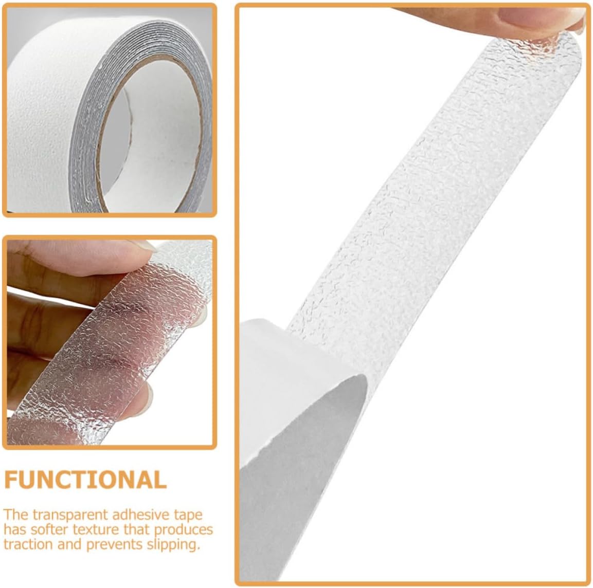 VOSAREA 1 Roll Non Slip Tape with Peva Material and Silicone Backing, Anti-slip Grip Tape for Outdoor Stairs and Bathtub Safety, Prevents Slipping with Sturdy Adhesive Strips