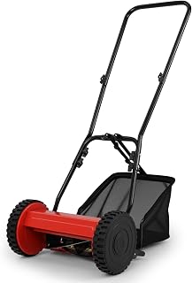 COSTWAY Spindelmäher Hand Rasenmäher, Rot, 30 cm Schnittbreite