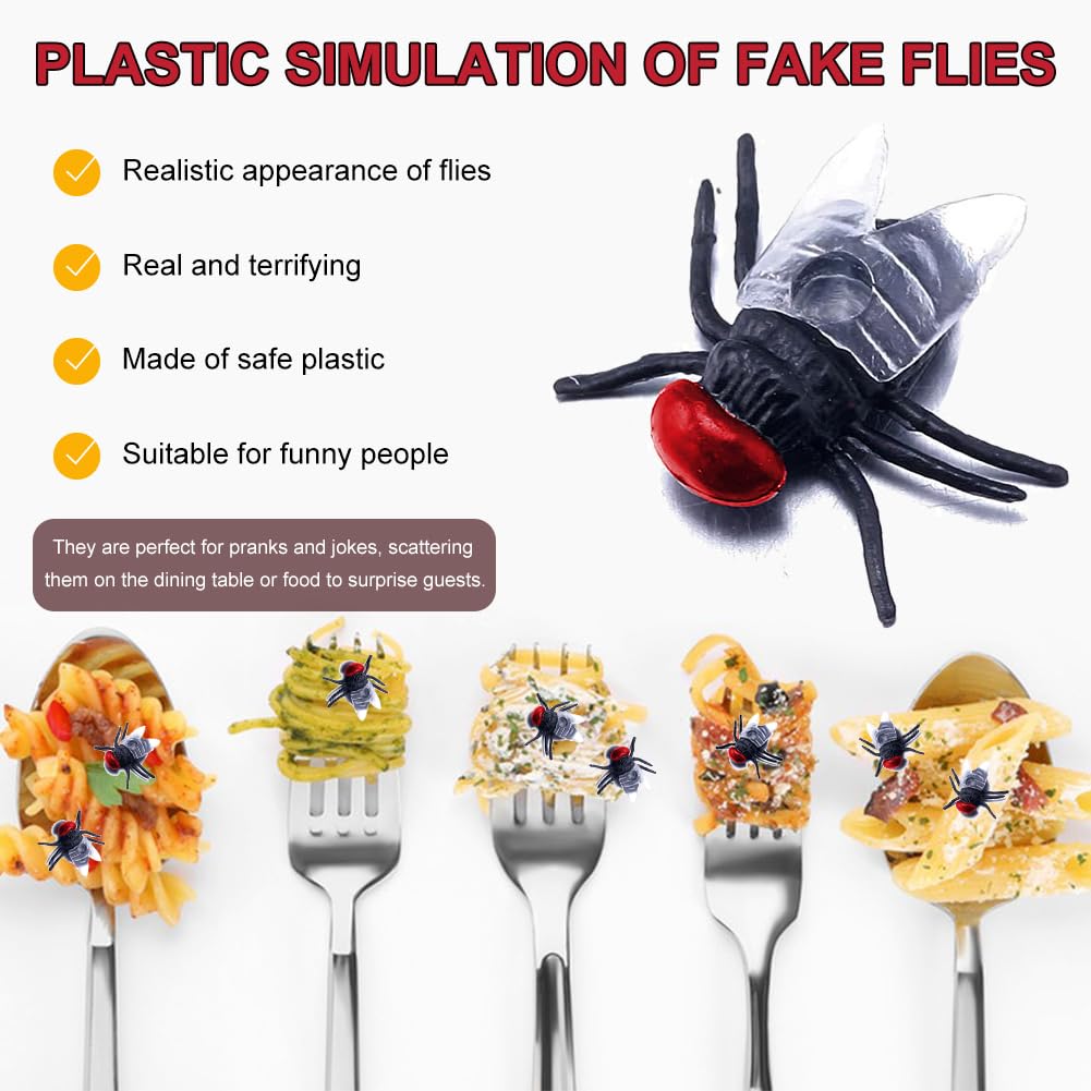 100 Mosche Artificiali Halloween – Scherzo Plastica Nera Per Feste, PVC 1.5cm