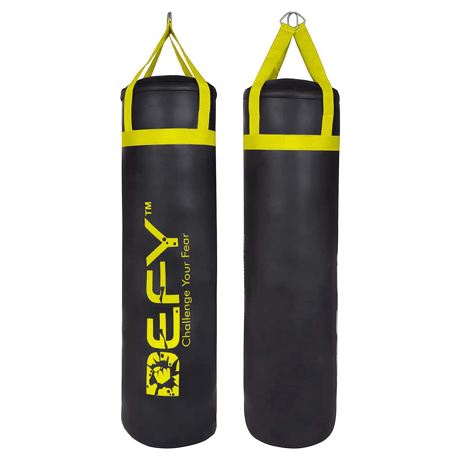 DEFY Heavy Duty Punching Bag for Boxing – Premium Leather Unfilled Hanging Boxing Bag – 80 to 300 lbs Punching Bag for Kickboxing, MMA & Muay Thai Workout