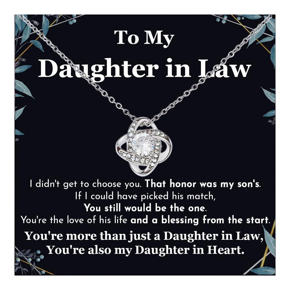 To My Daughter In Law Necklace From Mother, Daughter In Law Birthday Gifts With Card, Meaningful Gift For Her On Wedding Day Christmas Anniversary