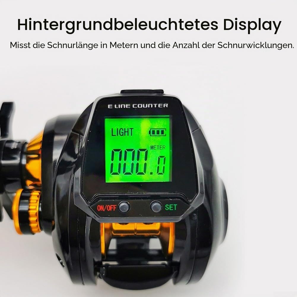 Elektrische Angelrolle mit Digitalanzeige, wiederaufladbar, wiederaufladbar, Baitcast-Angelrad, Übersetzungsverhältnis 6,3:1