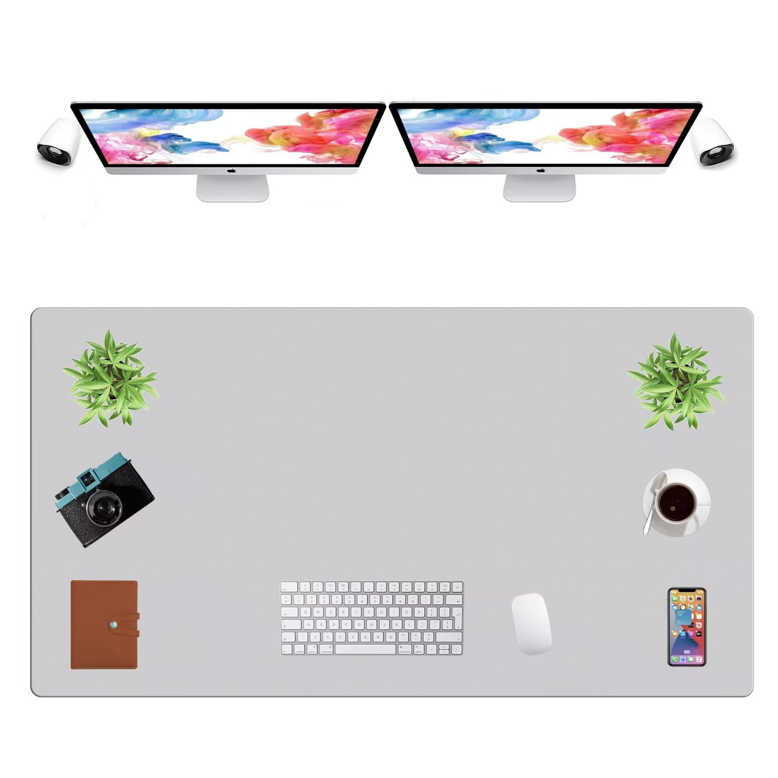 LL-COEUR Extra Large PU Leather Desk Mat Large Mouse Pad XXL Waterproof Table Mat Office Laptop Writing Pad (51.2 x 27.6 inch, Light Grey) — image 1