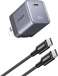 UGREEN Nexode Air 65W USB C Chargeur avec USB Câble C, poche ultra-compacte, pliable PD Bloc de recharge rapide, GaN Type C Chargeur mural compatible avec MacBook, iPhone 17, Galaxy S26, Pixel, Gris