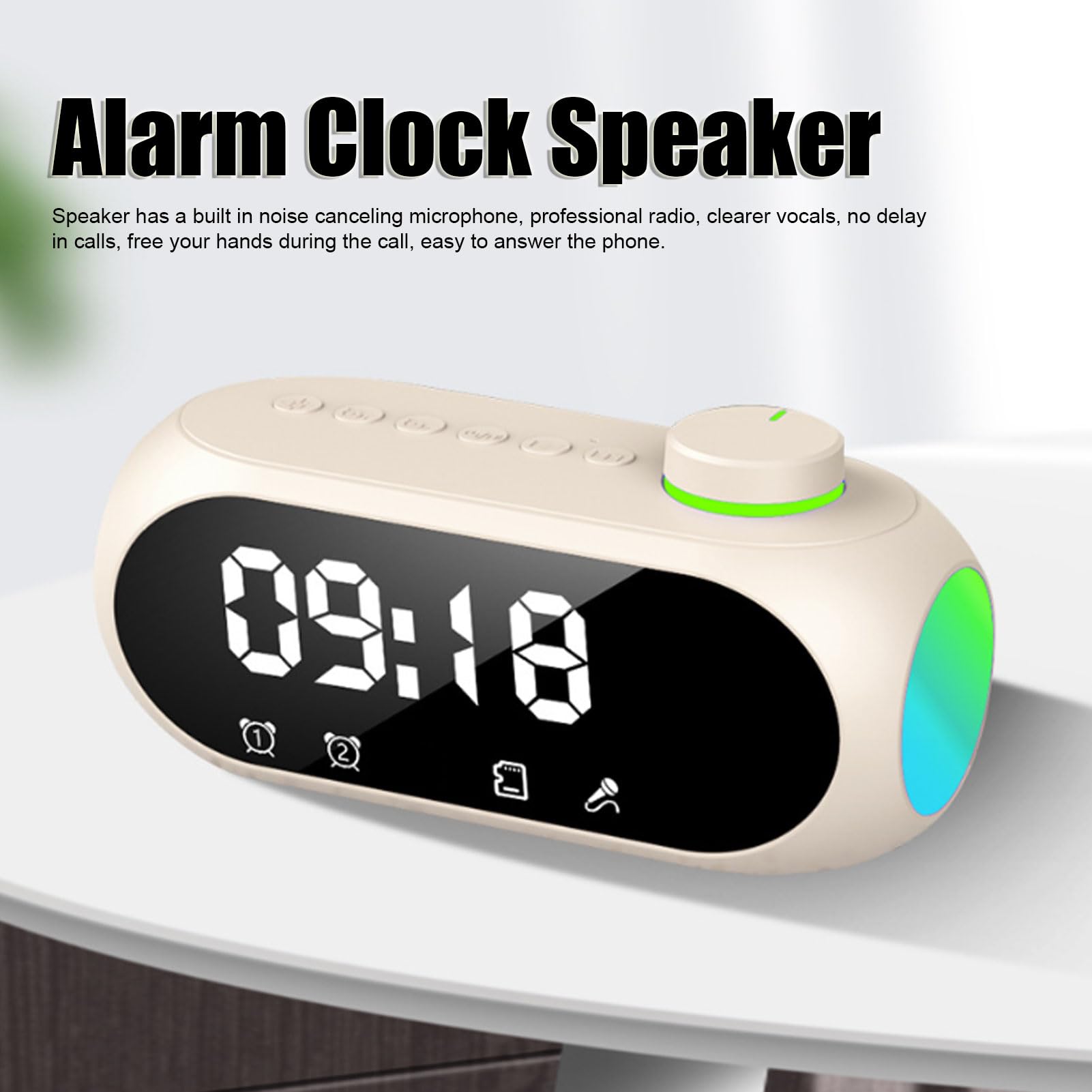 Radio-réveil Numérique pour Chambre à Coucher, Horloge FM de Chevet avec Haut-Parleur Bluetooth sans Fil, éclairage RVB, Grand écran Miroir, Double Alarme, Charge de Type C, pour