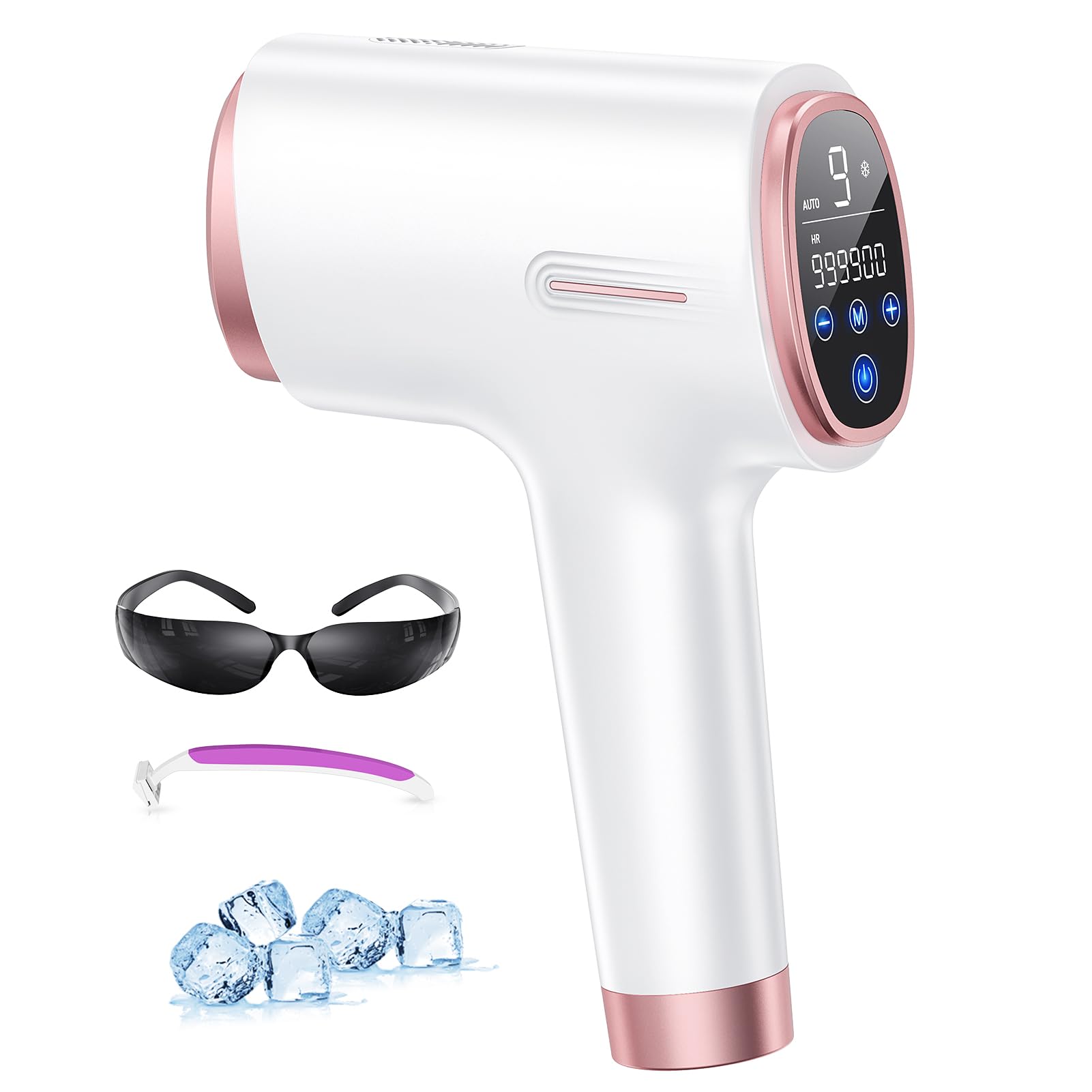 21J Depiladora Laser Función de Enfriamiento por Hielo, 600NM-1200NM Depiladora Luz Pulsada con Modelo HR/RA/SC, Sensor Inteligente, 9 Niveles de Energía para Bikini, Axilas, Cara, Cuerpo