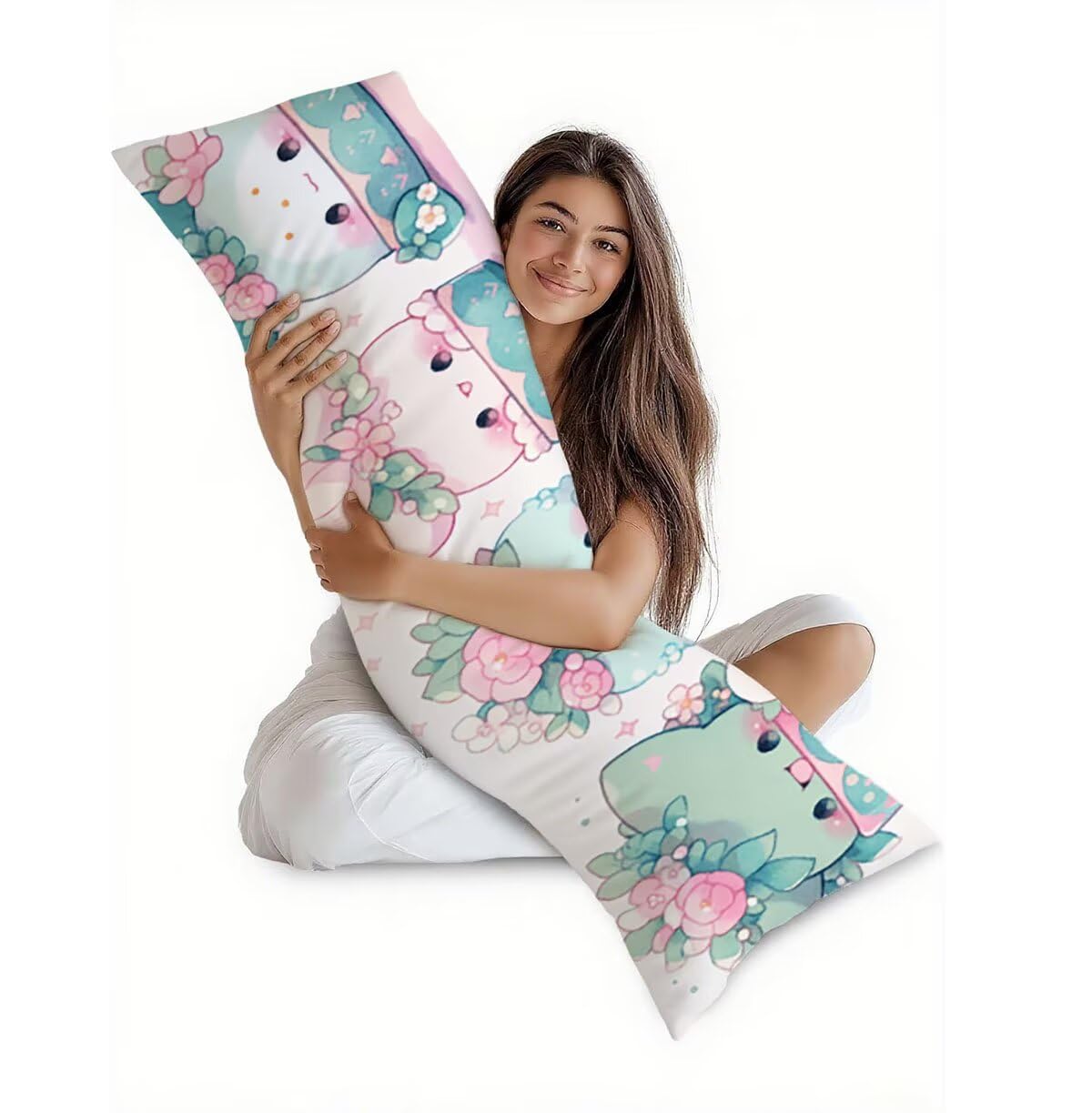 Poduszka do spania na boku, urocza poszewka na poduszkę 60 x 180 cm, poduszka ciążowa, soczysta, lniana, oddychająca i miękka, do dekoracji salonu, na sofę, poszewka na poduszkę, prezent dla kobiet T