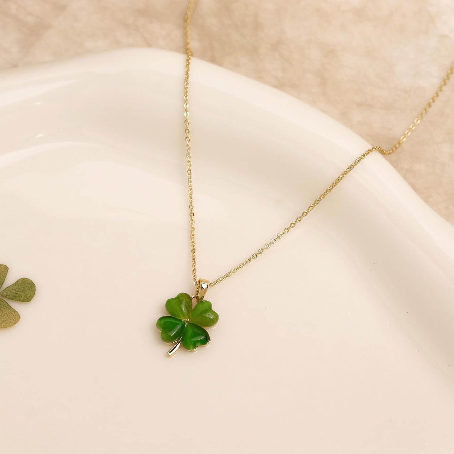 Green Clover Shamrock Necklaces for Women, Cute Dainty St Patricks Day Pendant Chain Choker Prom Wedding Accessories Outfit Jewelry Gift - Image 4