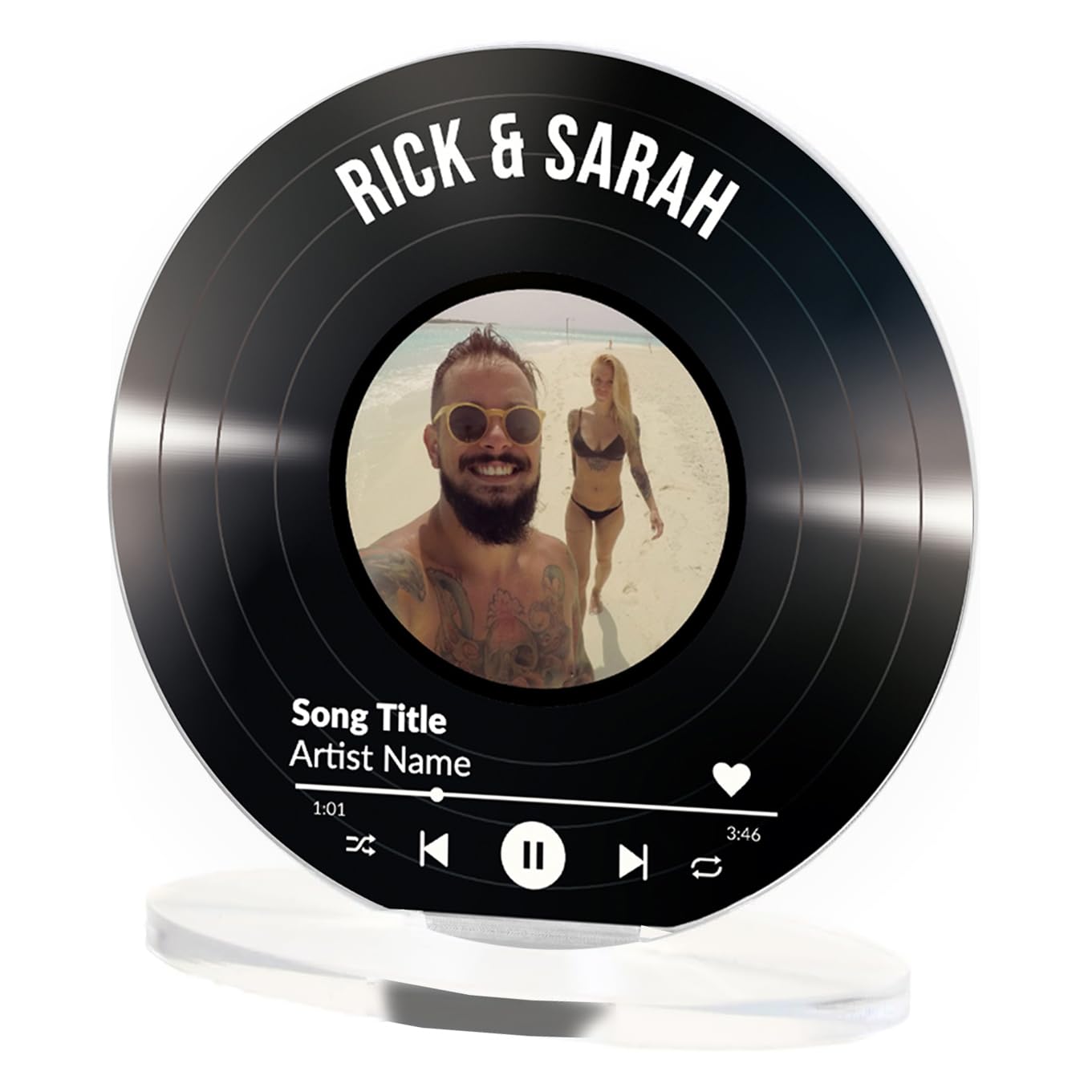 1 Personalised Upload Your Image Photo Vinyl Record Design Full Colour Circular Christmas, Mothers Day, Anniversary Picture Acrylic Plaque Ornament Gift Present 100mm Primary Teaching Services