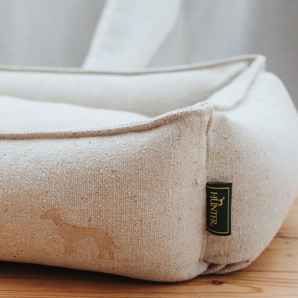 HUNTER Hundesofa Belluno, Farbe: Creme, mit robustem Strukturstoff, vorwiegend recycelte Materialien, nachhaltig, rutschhemmend, stilvoll und modern, Größe: M
