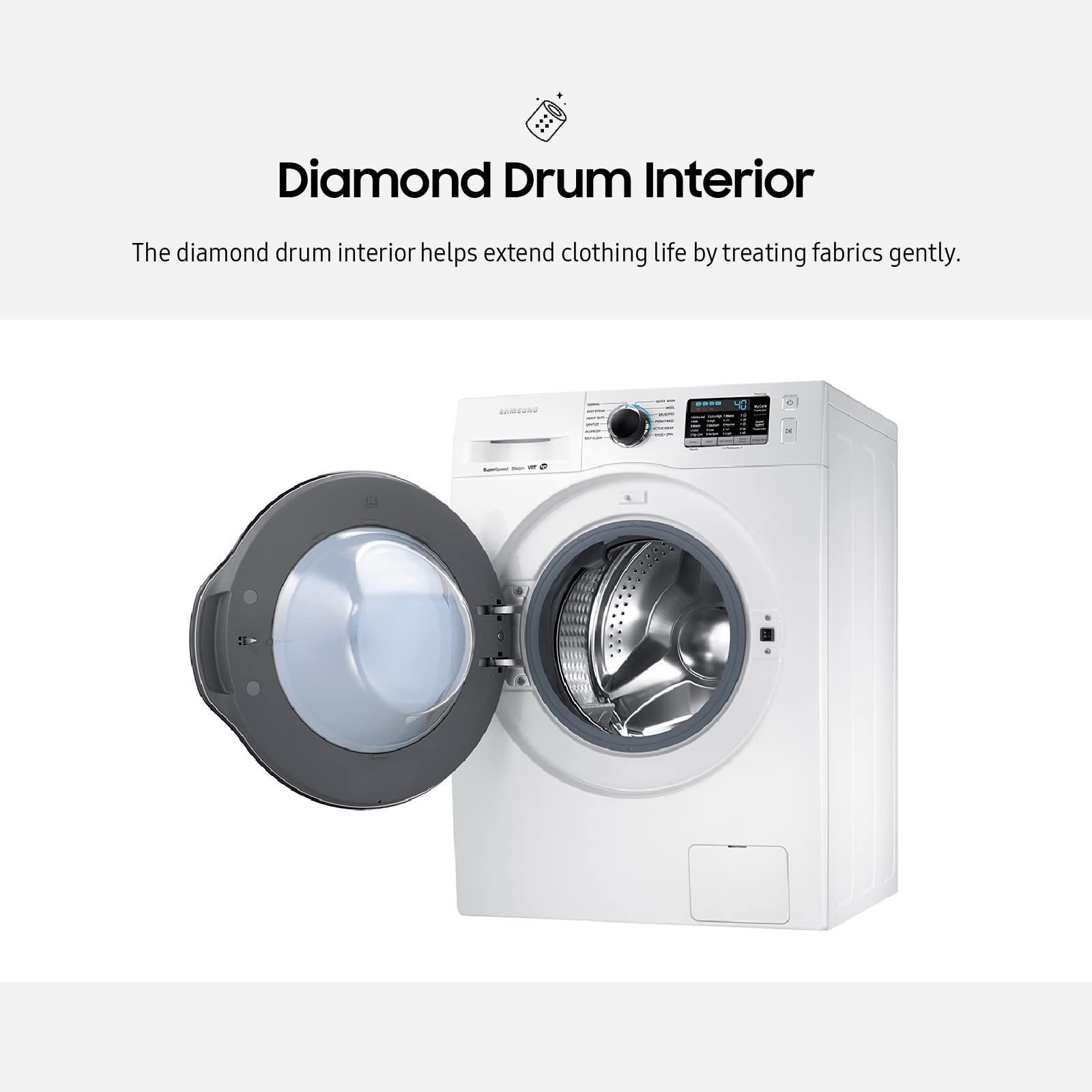 SAMSUNG 2.2 Cu Ft Compact Front Load Washer, Stackable for Small Spaces, 40 Minute Super Speed