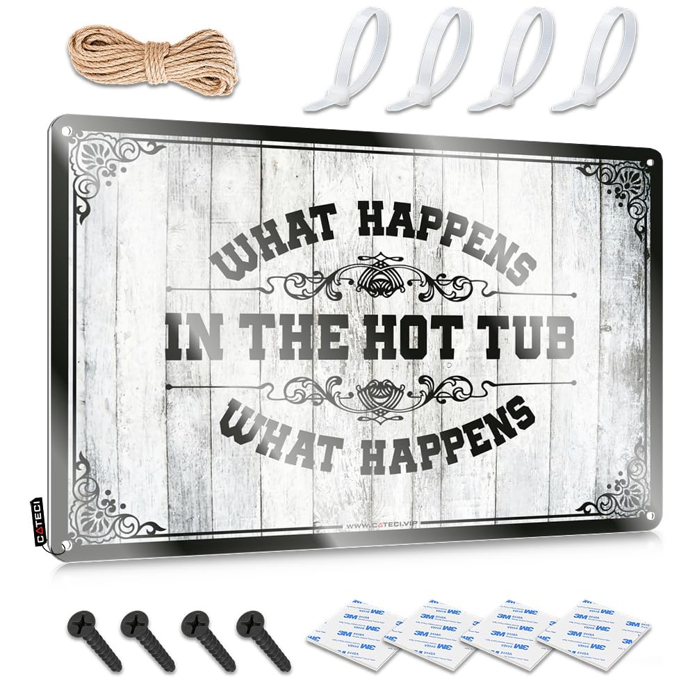 What Happens In The Hot Tub Stays In The Hot Tub Anniversary Americana - Metal Posters Wall Art Decoration(30X40CM)