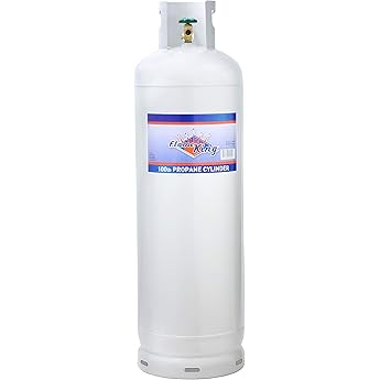 Flame King 100LB Empty Propane Tank with Wheels, Horizontal & Vertical LP Cylinder with Built-in Gauge for Fire Tables, Fire Pits, Patio Heaters, Barbeques, Lunch Trucks, Weed Torches & Truck Campers