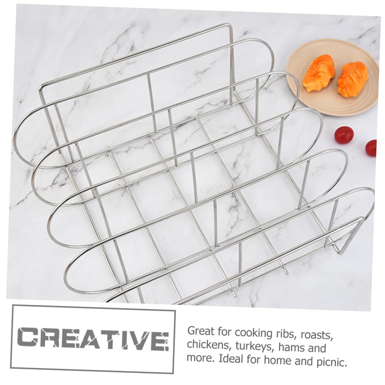 Sosoport Supporto per Costolette in Acciaio Inox 304 Griglia Barbecue per Casa e Campeggio, Cestello Metallico per Arrosti Grande capacità e Flusso d'Aria Ottimizzato per Grigliate All'aperto