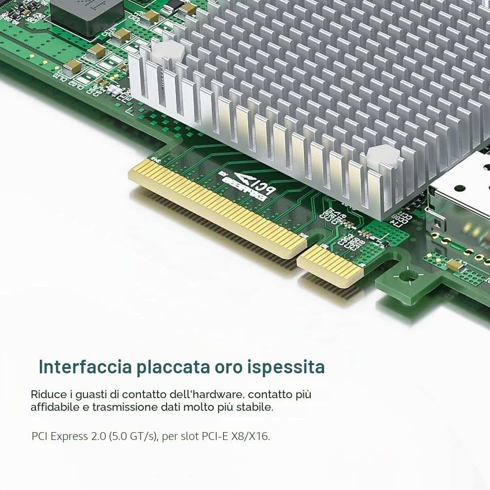 ipolex Scheda di rete 10 Gb, 2 porte SFP+, scheda di rete 10GbE rispetto a Broadcom BCM57810S, supporta Windows Server/Windows/Linux/VMware (non supporta Mac OS, modalità bypass)