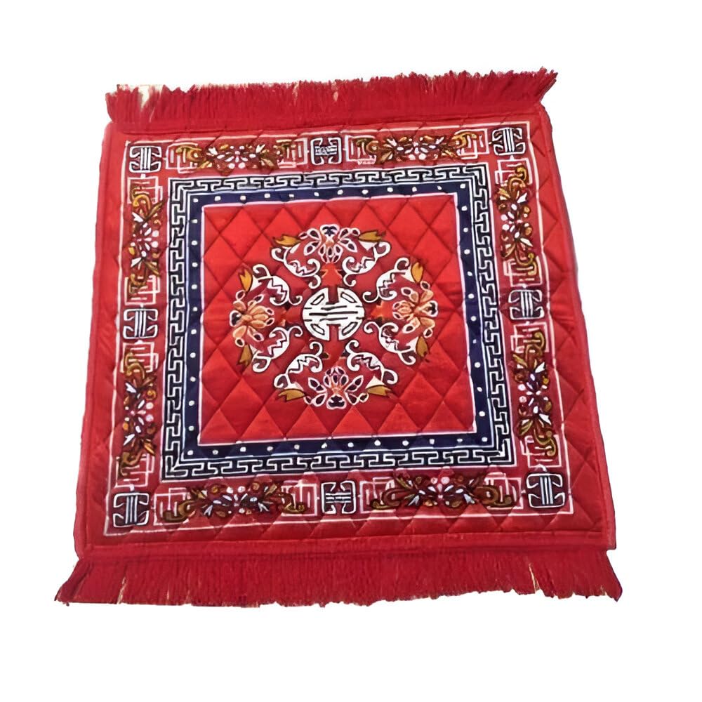 prayer mat/aasan/meditation mat/multipurpose red velvet rug mats (24"x24") aasan mat pooja mat for sitting on floor (pack of 1)