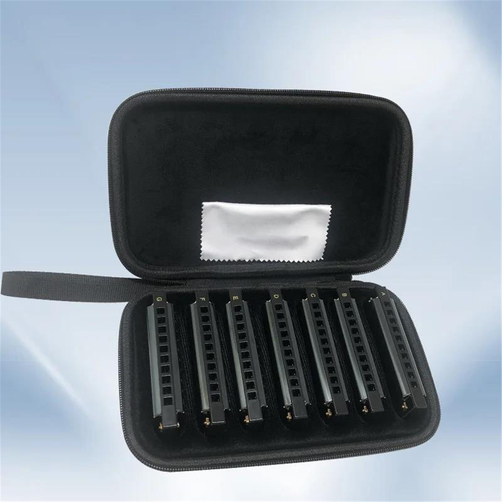 Set Di 7 Chiavi Per Armonica Blues A 10 Fori Con Custodia Per Regalo Per Adulti Professionisti Principianti(Black)