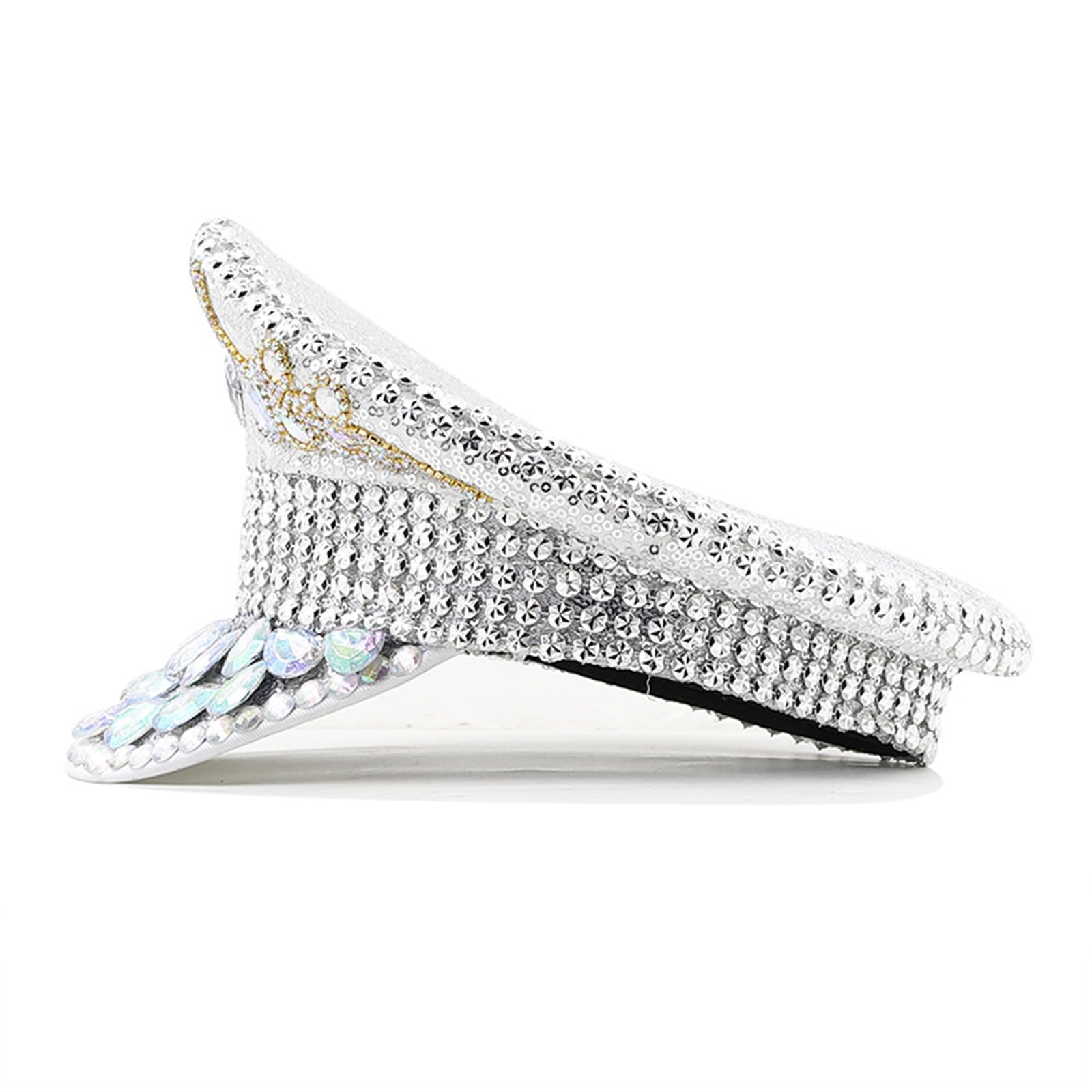 Cappello con Paillettes Strass per Matrimonio da Donna Cappello da Sergente Scintillante novità Cappello da Capitano per Feste di Compleanno per Night Club