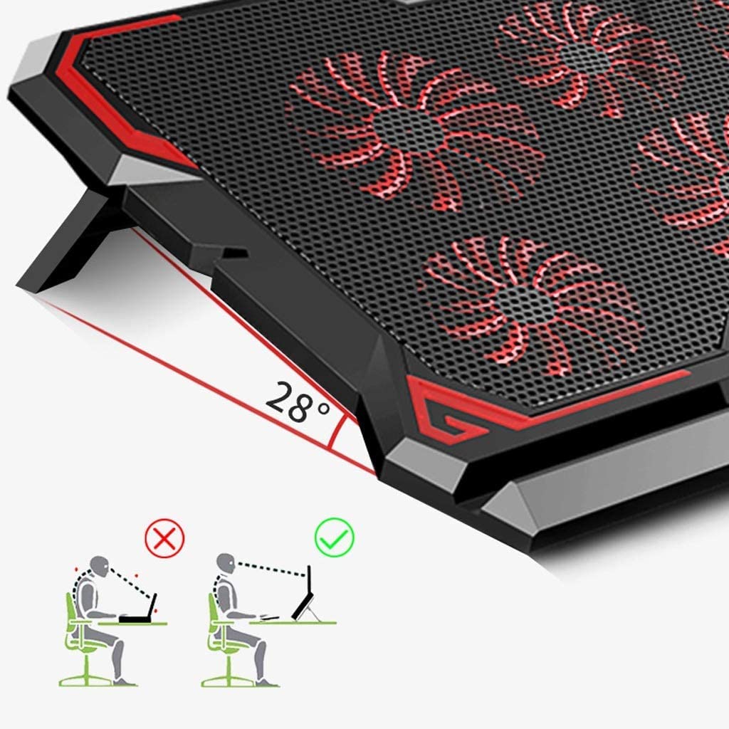 Podstawka Chłodząca Stabilny Podkładka Chłodząca Do Laptopa Z 6 Bardzo Cichymi, Mocnymi Wentylatorami, Idealna 12 "-17", Przenośna Cichy Biurko