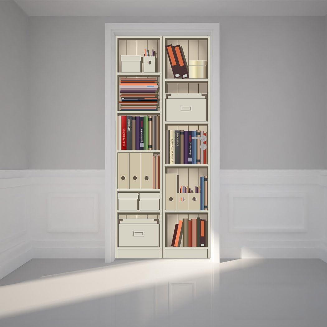 Door Wall Sticker Shelf Cabinet - Self Adhesive Peel & Stick Repositionable Fabric Mural 31" w x 79" h (80 x 200cm)