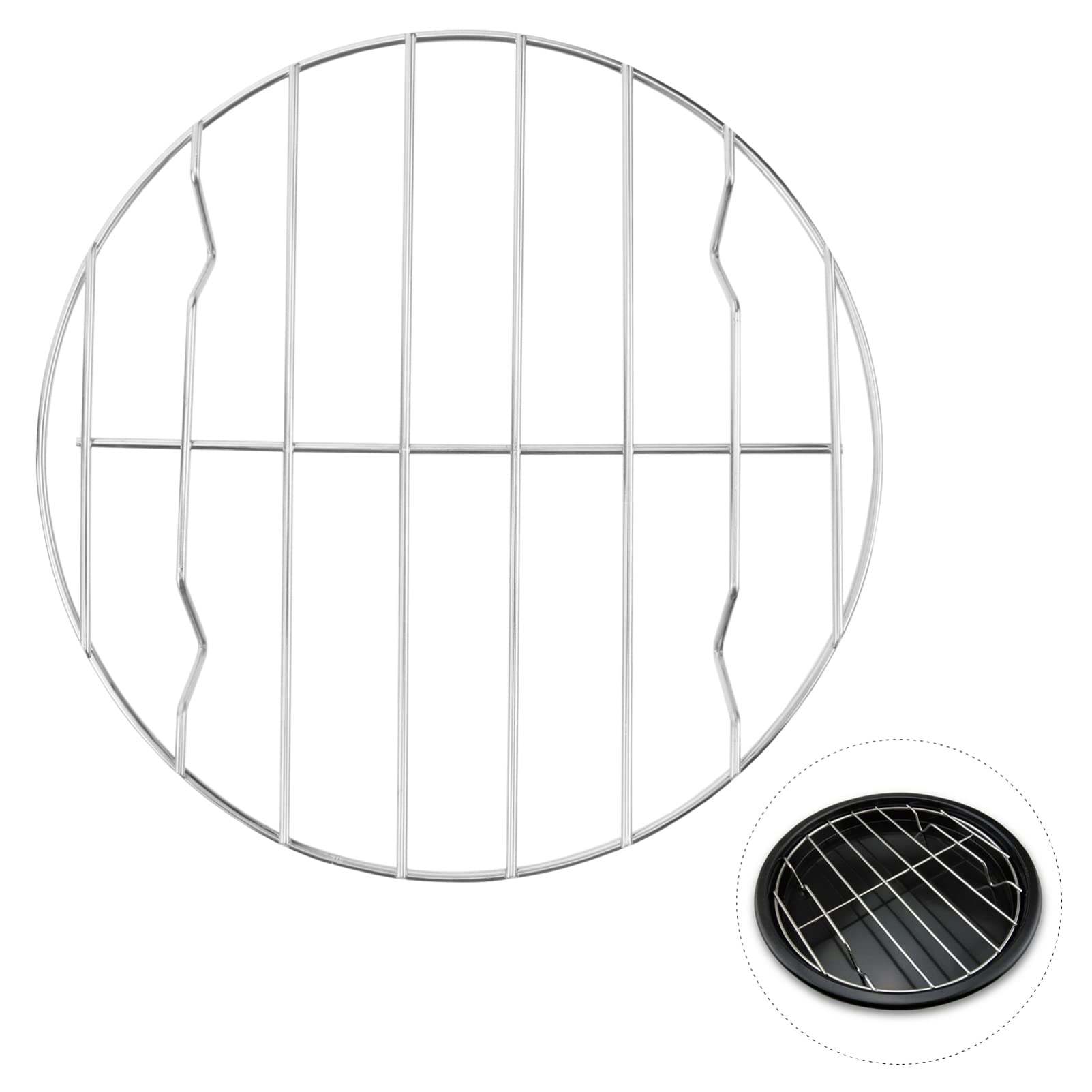 Griglia per griglia da esterno 20cm Griglia per cottura a vapore Griglia rotonda per griglia 2 pezzi Griglia di raffreddamento per cottura in acciaio inossidabile Cottura al vapore Griglia per arros