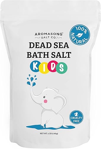 Aromasong Dead Sea Salt for Kids Bath Soak, 4 Lbs. Fine Grain Large Bulk resealable Pack, 100% Pure & Natural.