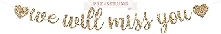 Pre-Strung We Will Miss You Banner - NO DIY - Gold Glitter Going Away, Retirement Banner in Script - Pre-Strung on 8 ft Strand - Farewell Graduation Party Decorations for Men & Women. Did we mention no DIY?
