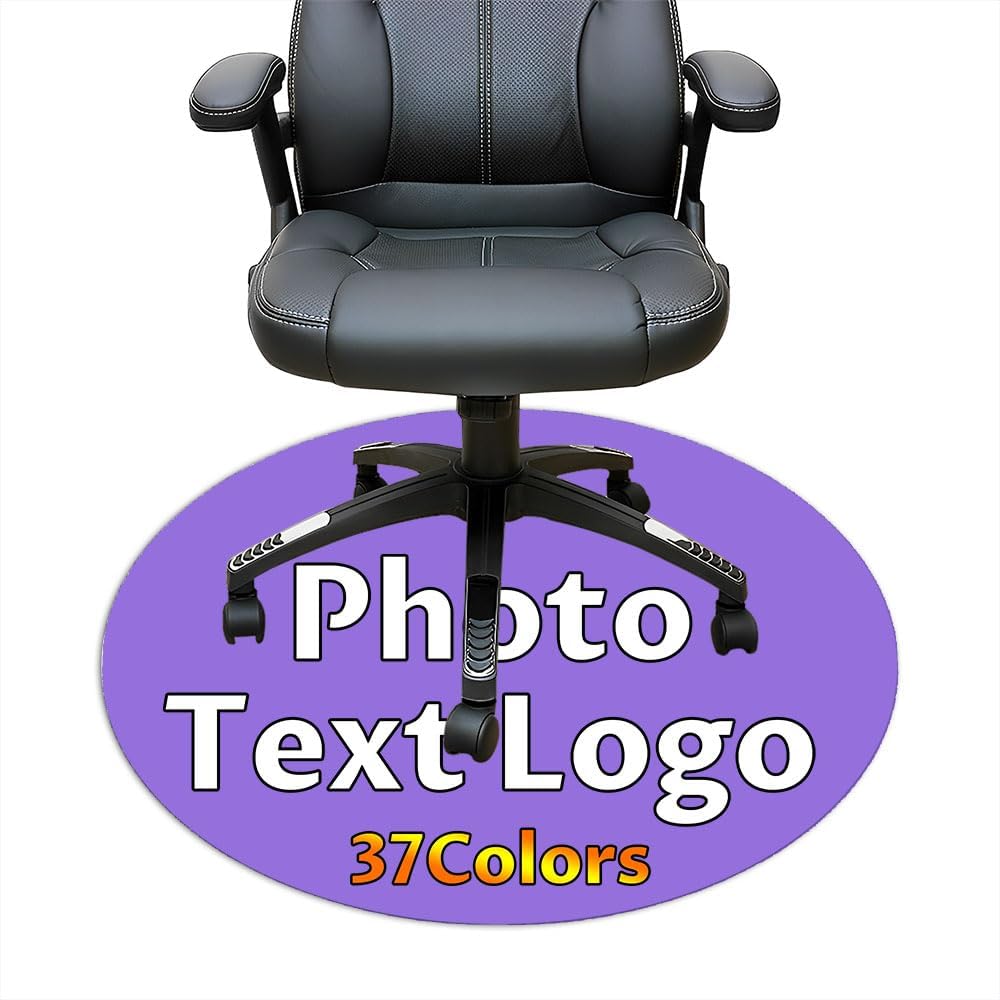 Personalized Round Chair Mat with Your Design Picture Text, Custom Circular Chairs for Hard Floors (Gaming/Home/Office Use Decor), BlueViolet, 39"