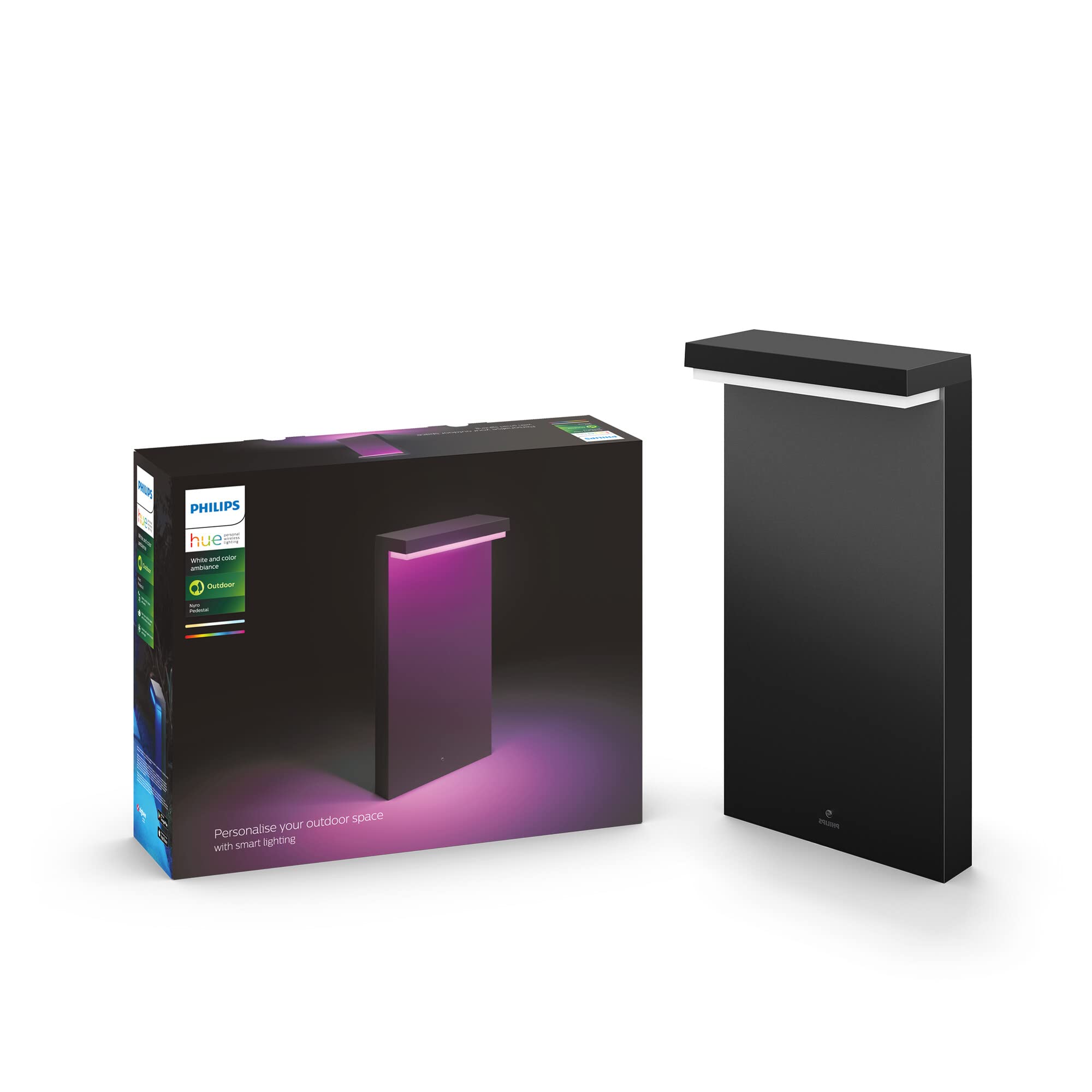 Philips Hue White&Color Ambiance Nyro, Lampada da Terra LED Smart da esterno, 16 Milioni di Colori, Nero