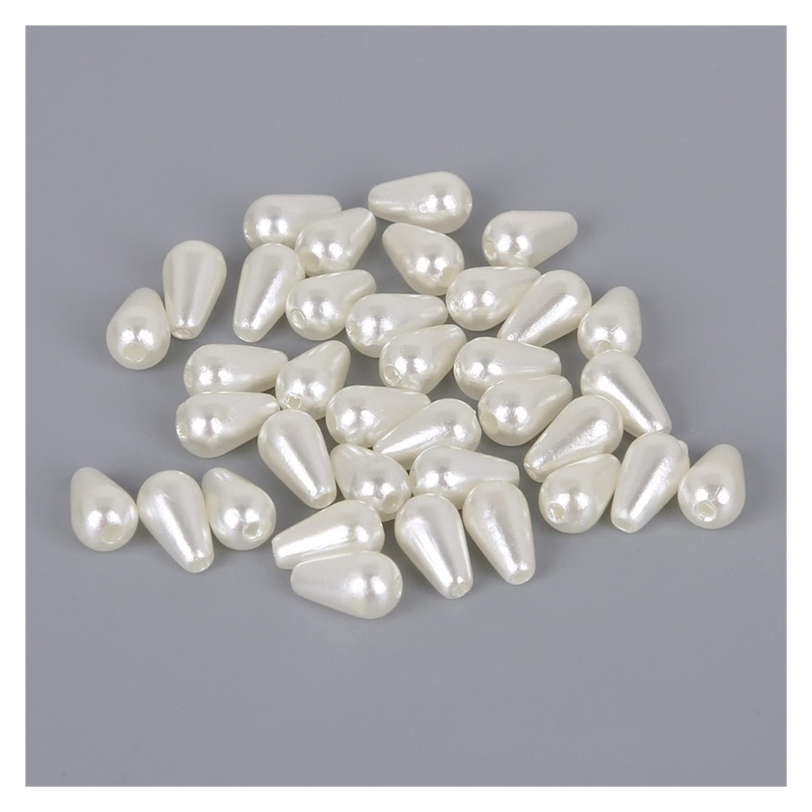 QZX1 50-100pcs Ivory White Imitation Pearl Beads Tear Drop ABS Plastic Loose Spacer Beads for Jewelry Findings Making YC0322 (Color : 6x10mm Ivory)