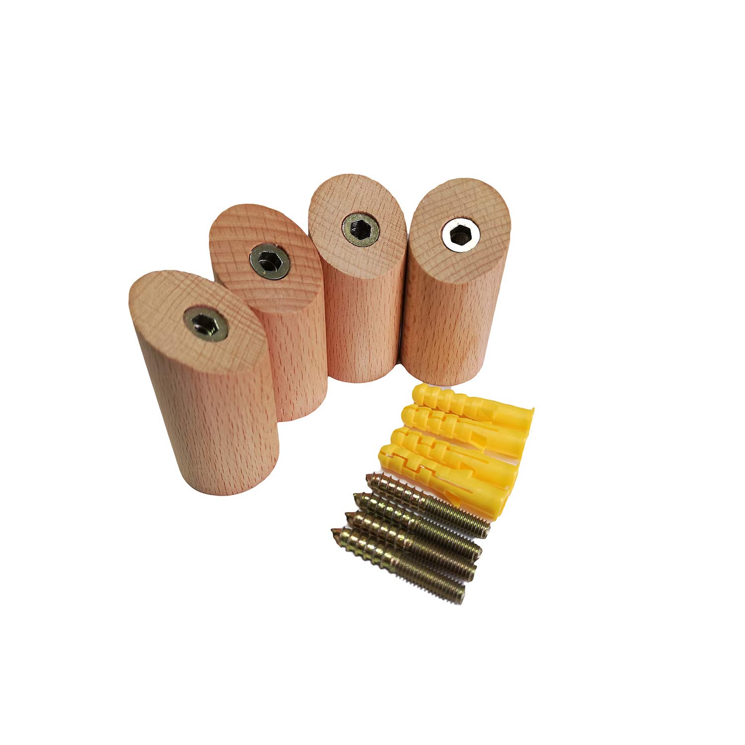 Vrandu Beech Wood 4Pcs 4Pcs Wooden Hook 3X6cm, Polished Natural Beech Wood Coat Hooks Hanger Wall Mounted For Hat Towel Clothes Home Storage Wall Pegs Rack.