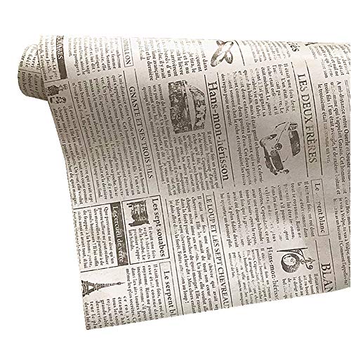Teemall 17.6x118 Inch Self Adhesive PVC White Newspaper Vinyl Shelf Drawer Liner Home Decor Newspaper