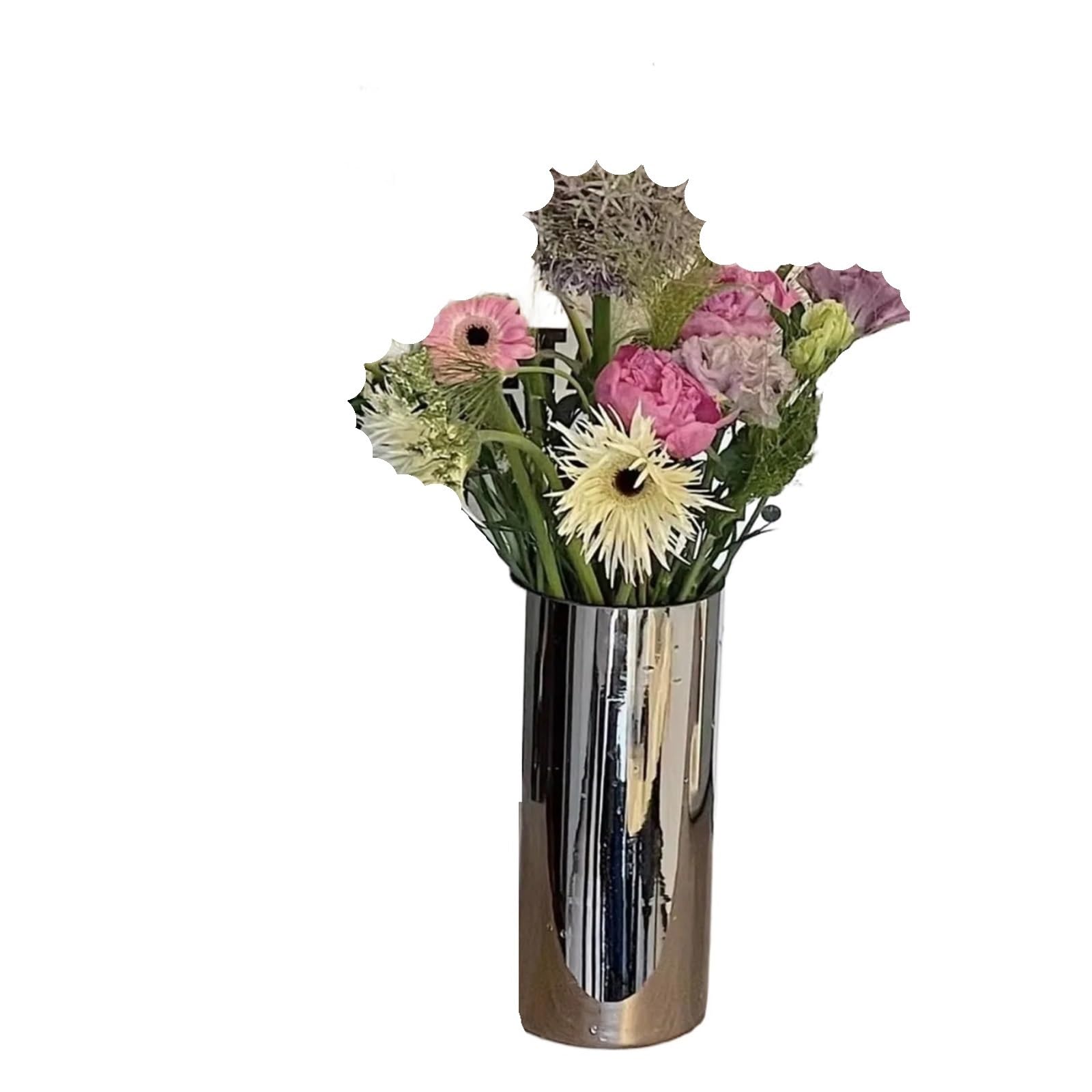10x19.5cm 304 Stainless Steel Vase Decorative Centerpiece For Home Or Wedding Silver for Wedding Table Centrepiece(Mirror 10X19.5cm)